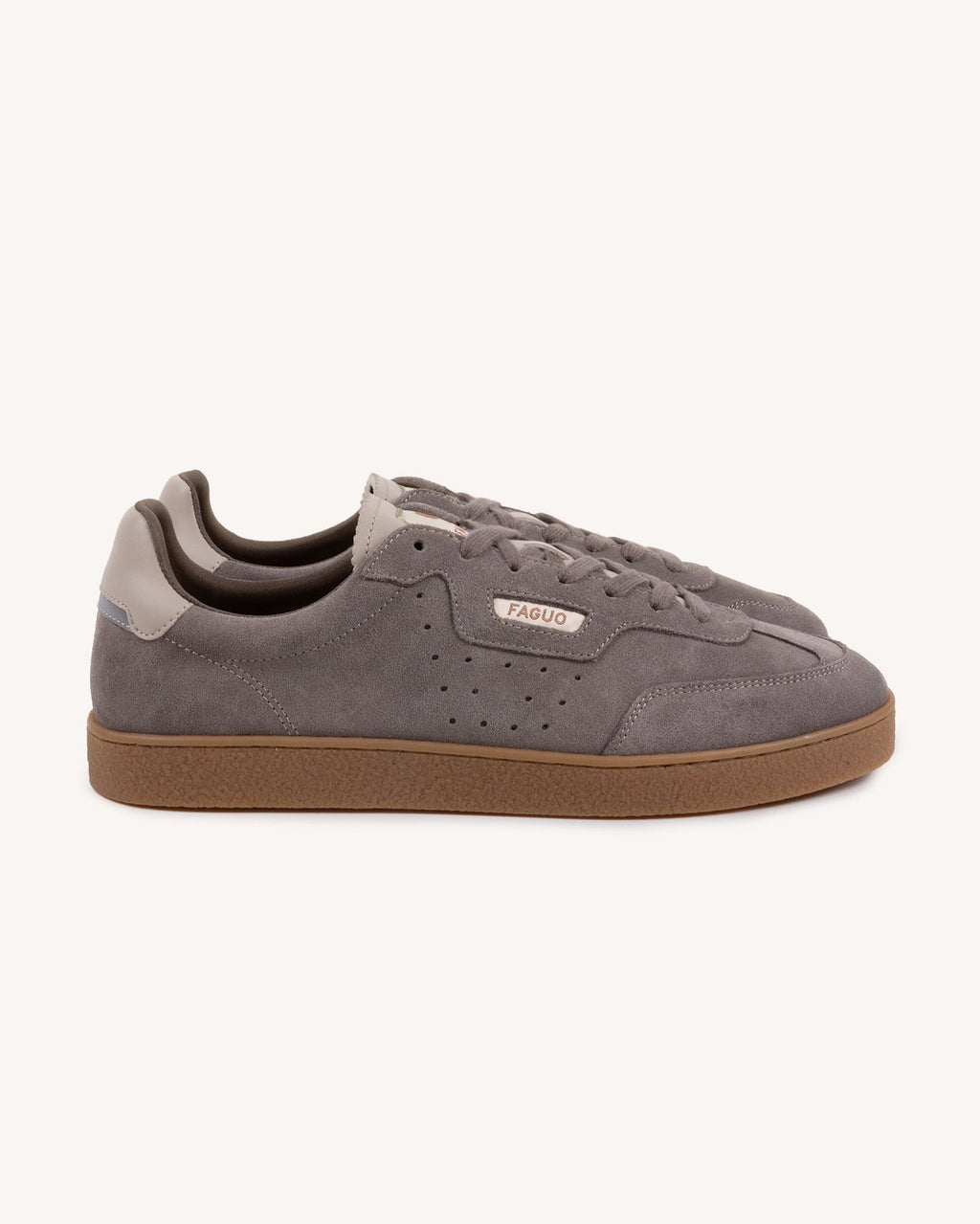Sneakers in pelle scamosciata tortora chiaro