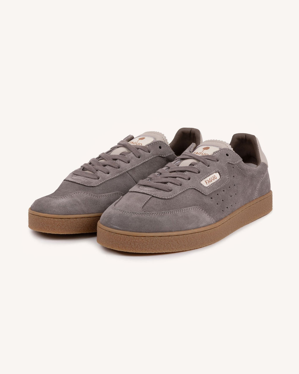 Sneakers in pelle scamosciata tortora chiaro