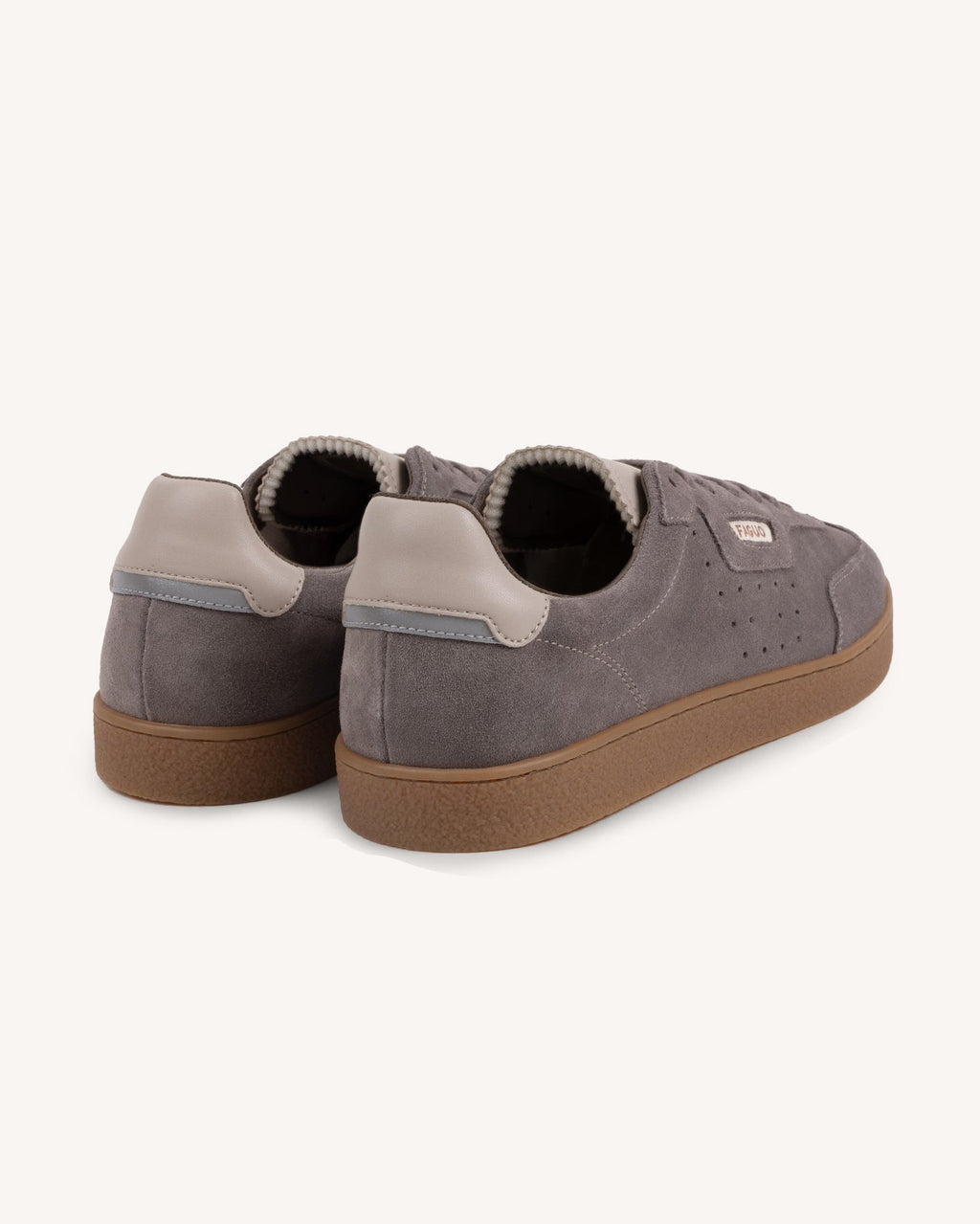Sneakers in pelle scamosciata tortora chiaro