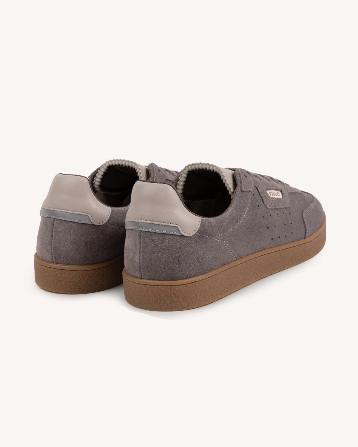 Sneakers in pelle scamosciata tortora chiaro