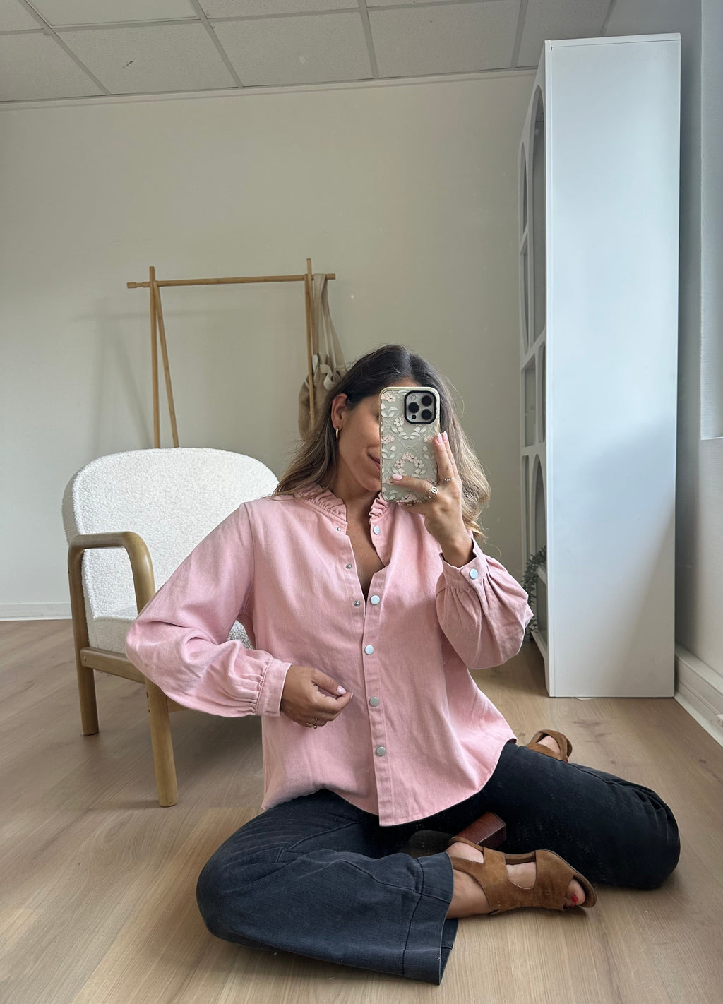 Veste en jean Livia rose