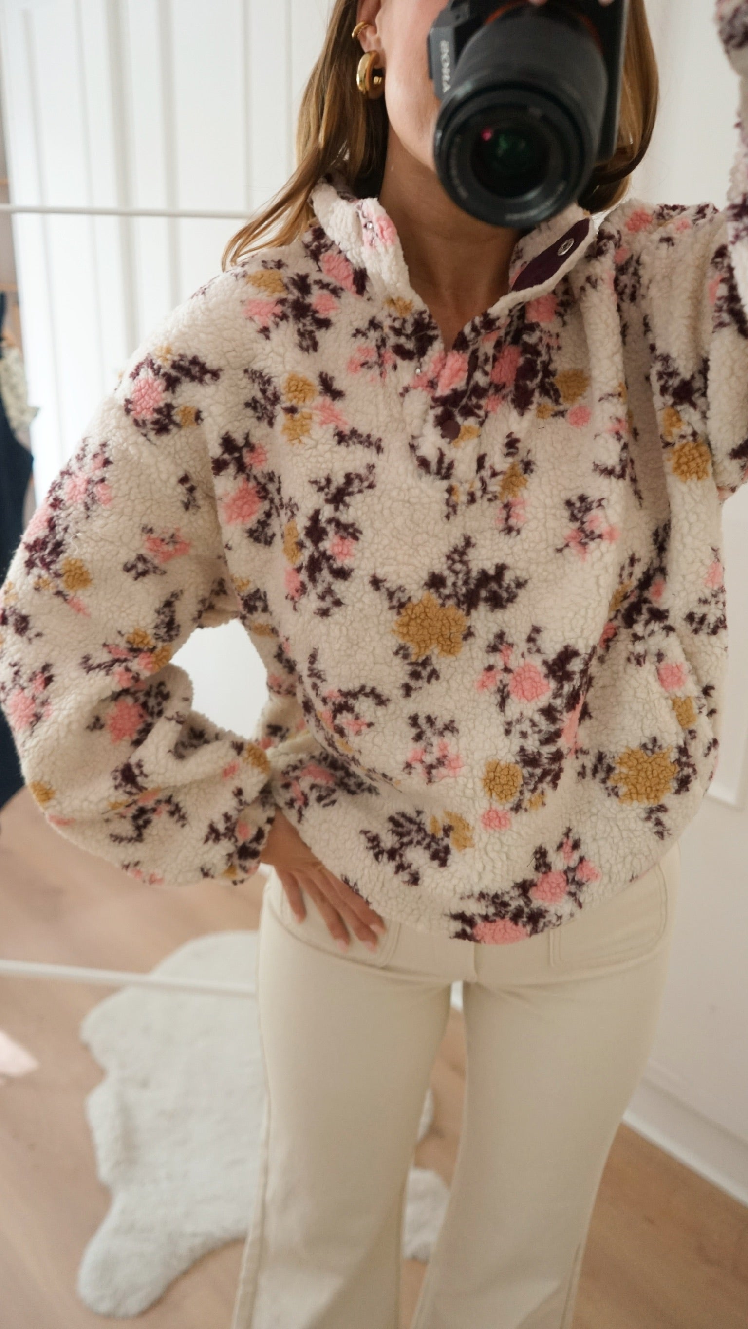 Jersey de borreguito floral Gina