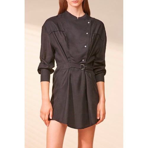 Suncoo - Asymmetrical Linen Dress - Black