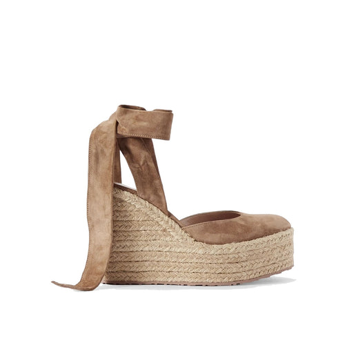 Espadrilles Compensées En Suède Gianvito Rossi - Femme - Beige