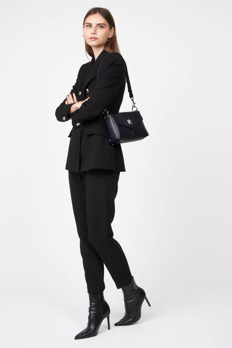 petit sac trotteur - foulonné double #couleur_bleu-fonc-in-argent