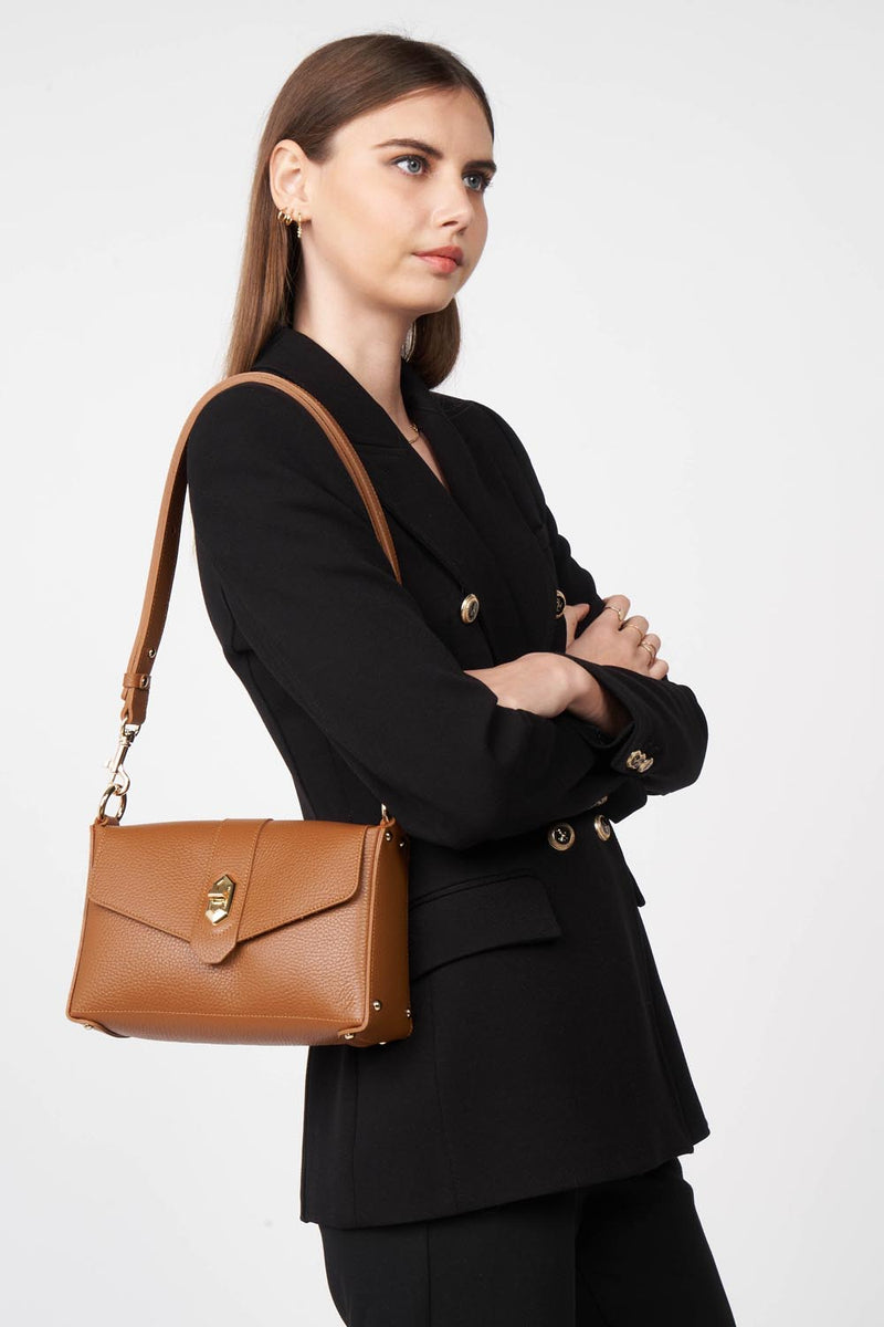 petit sac trotteur - foulonné double #couleur_camel-in-orange