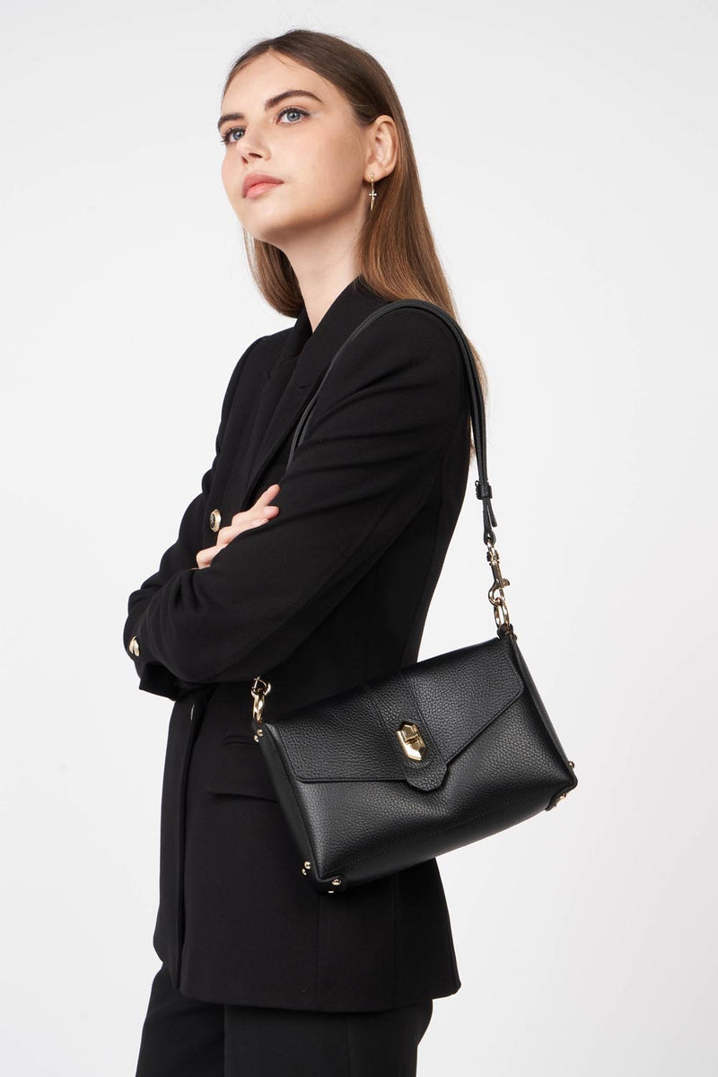 petit sac trotteur - foulonné double #couleur_noir-in-nude