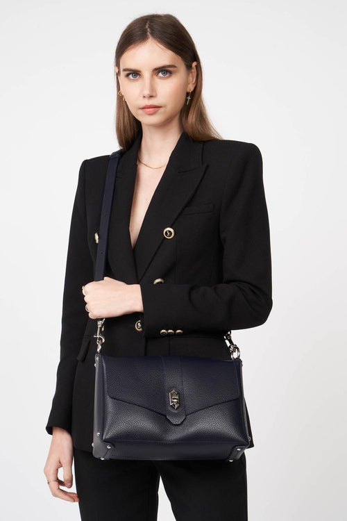 sac trotteur - foulonné double #couleur_bleu-fonc-in-argent