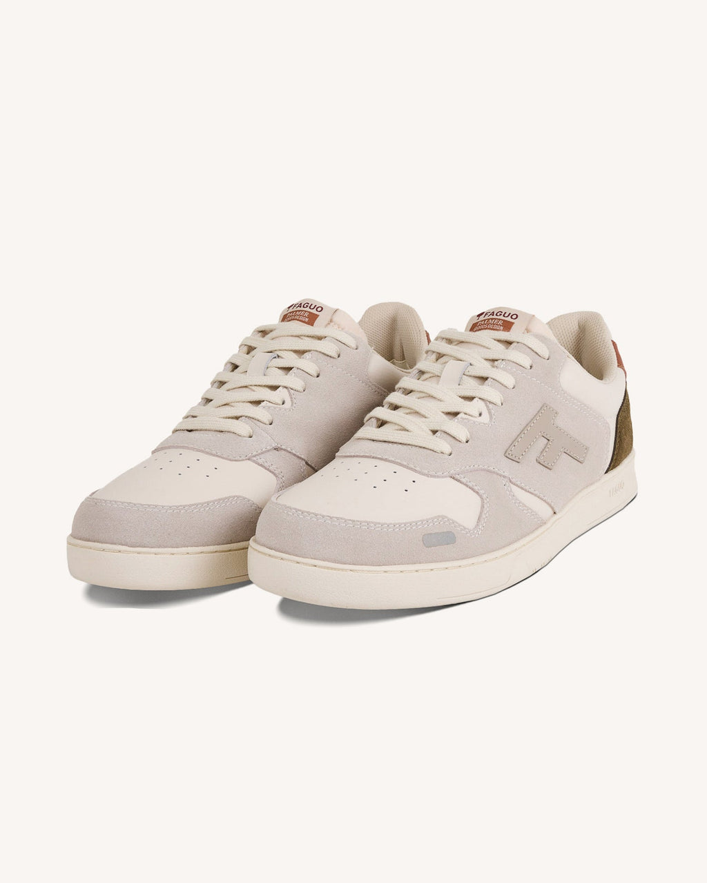 Zapatillas de cuero y ante crema y óxido