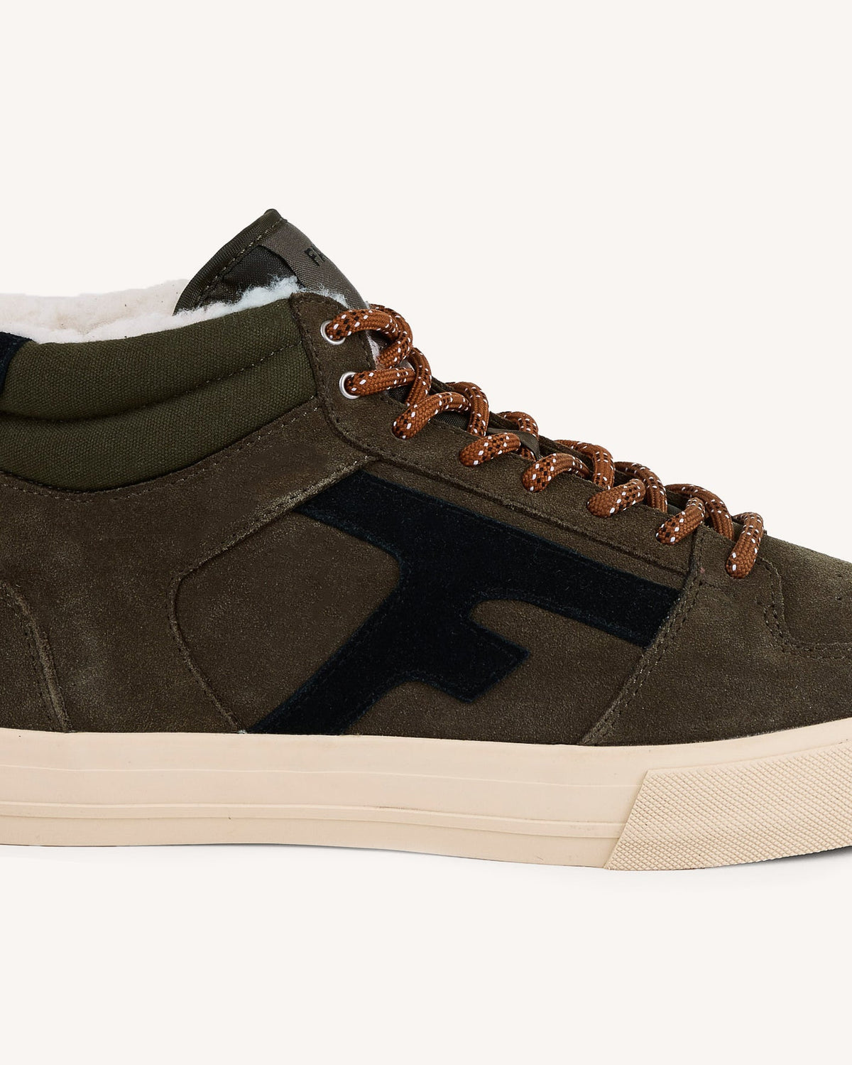 Khaki High-Top Suede Leather Trainers