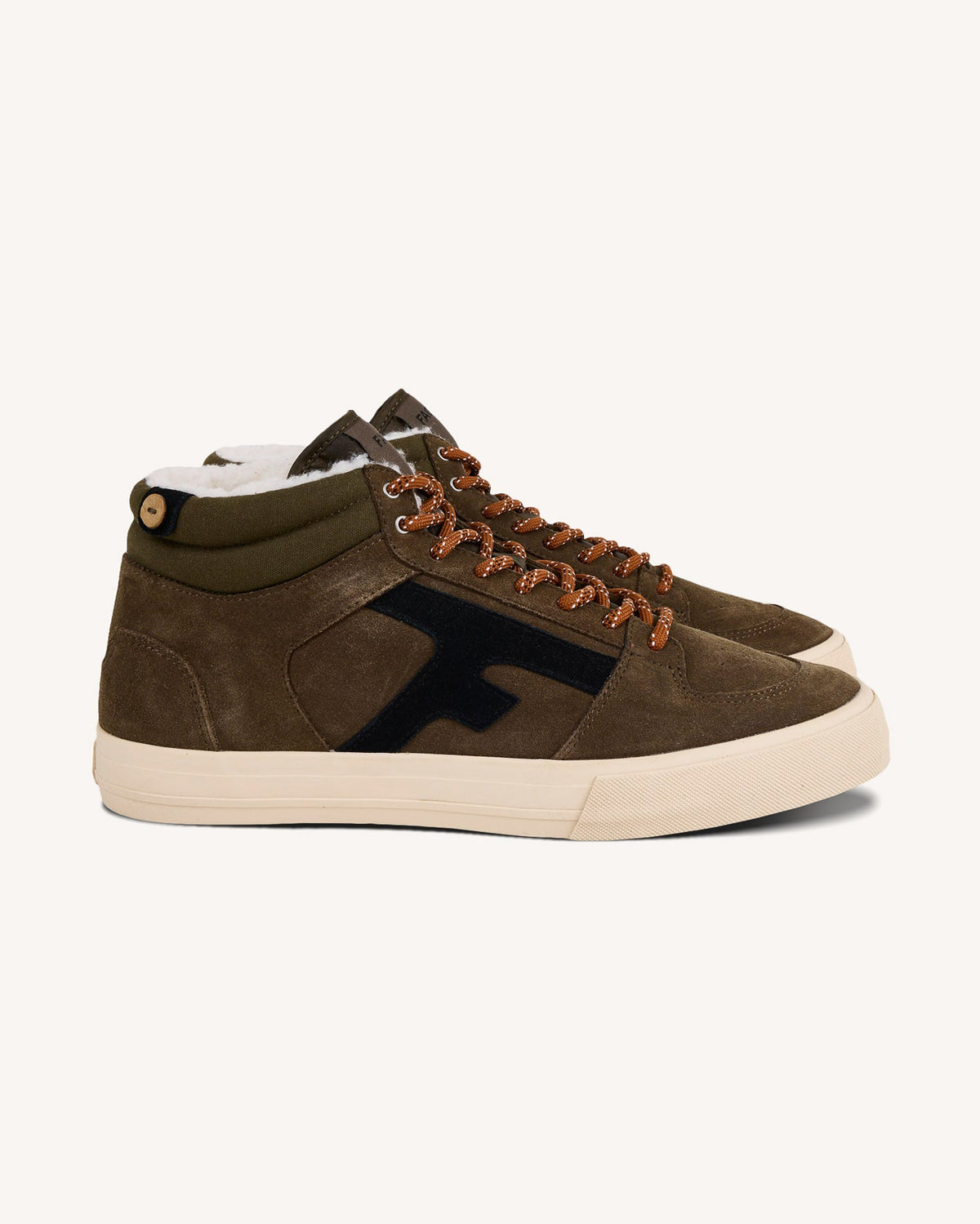 Khaki High-Top Suede Leather Trainers