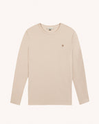 T-shirt a maniche lunghe écru in cotone