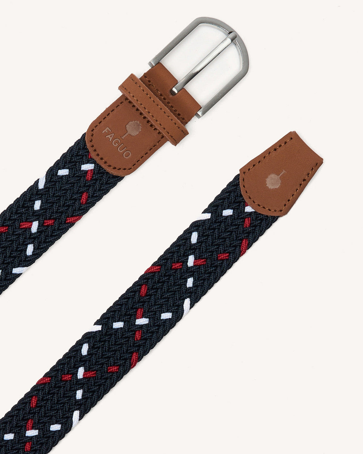 Cintura intrecciata blu navy e rossa