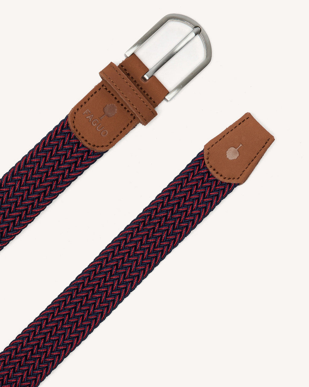 Ceinture Tressée Rouge Foncé Et Marine
