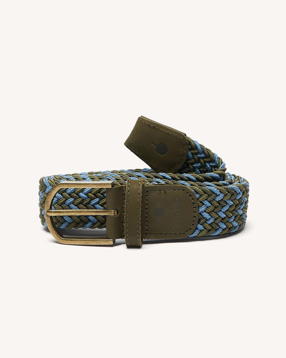Ceinture Tressée Kaki Et Bleu