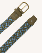 Ceinture Tressée Kaki Et Bleu
