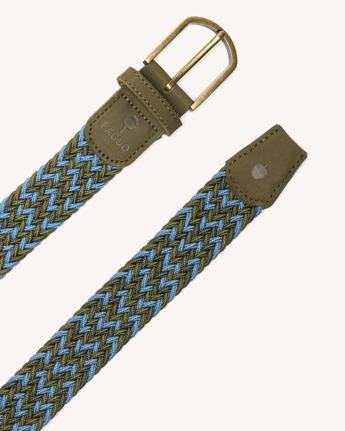 Ceinture Tressée Kaki Et Bleu
