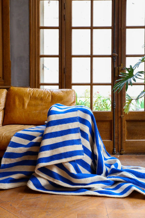 Plaid Berbère Rayures Bleu Majorelle