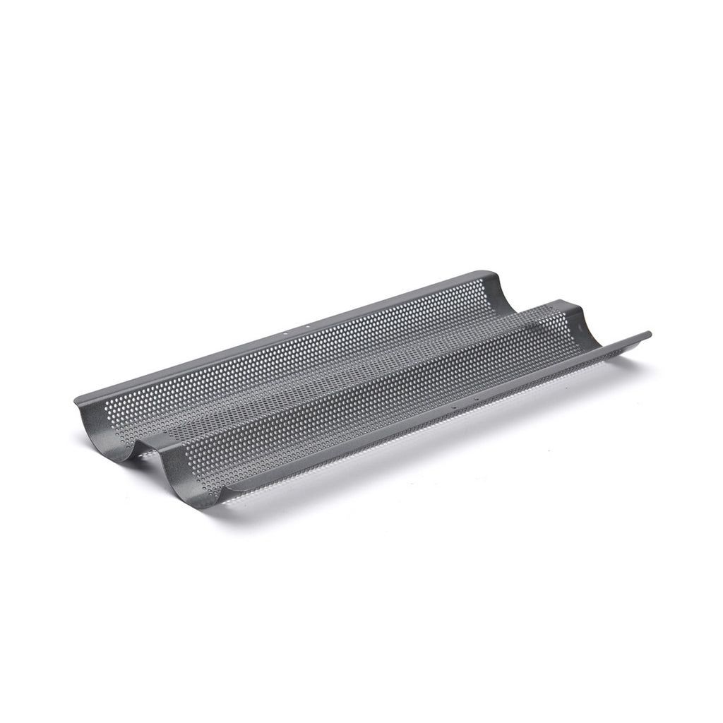 Perforated 2-Baguette Non-Stick Steel Tray - 37 x 16.2 cm