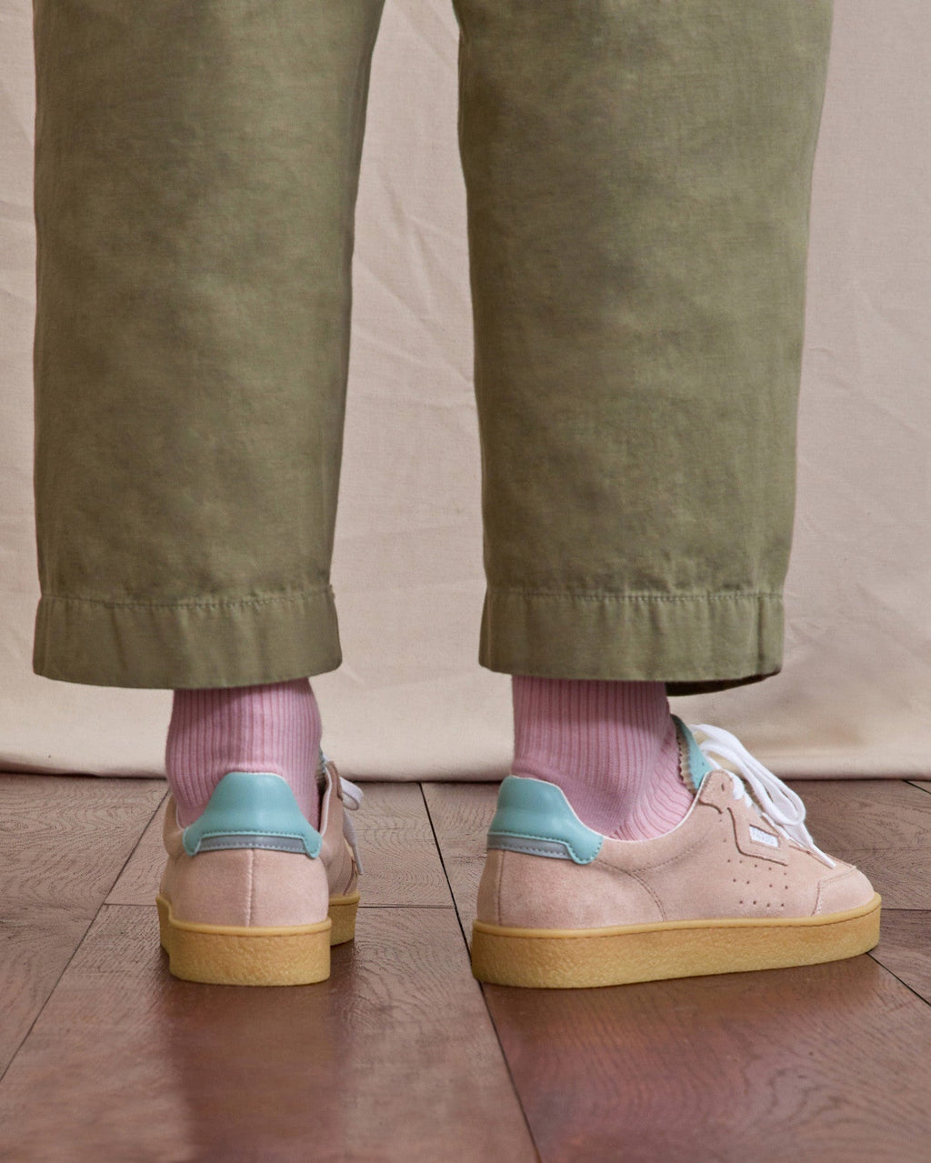 Dusty Pink Suede Leather Trainers