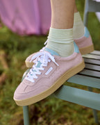 Dusty Pink Suede Leather Trainers