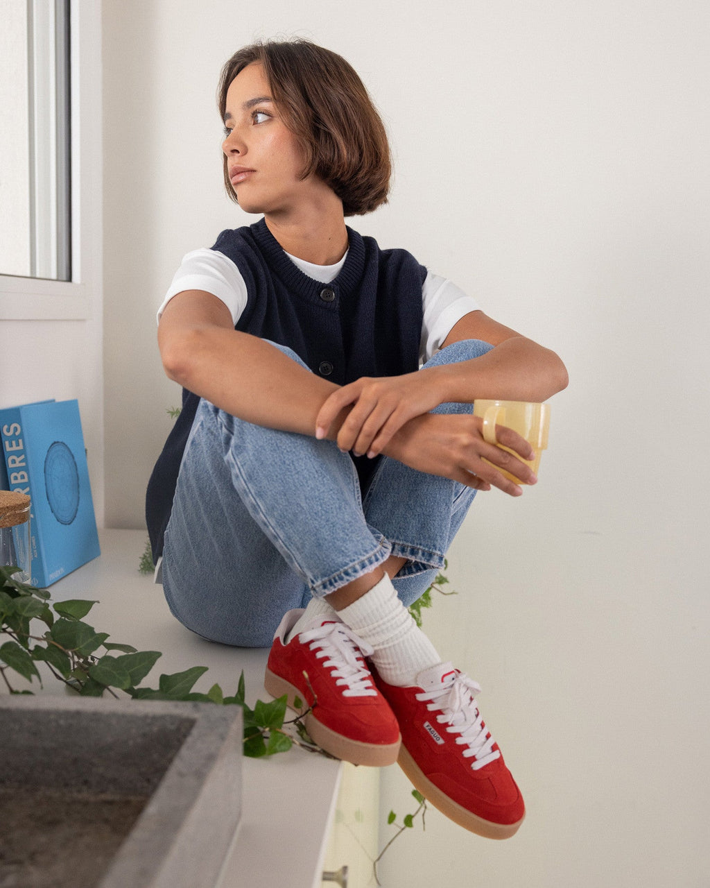 Sneakers In Pelle Scamosciata Rosse