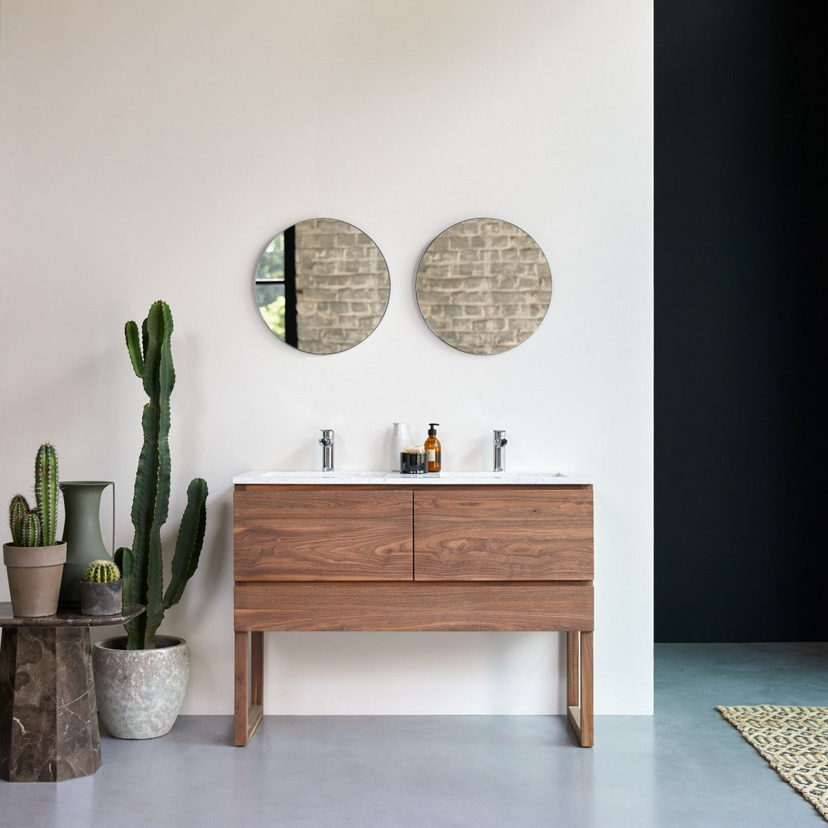 Edgar - Meuble Salle De Bain - Noyer - Beige