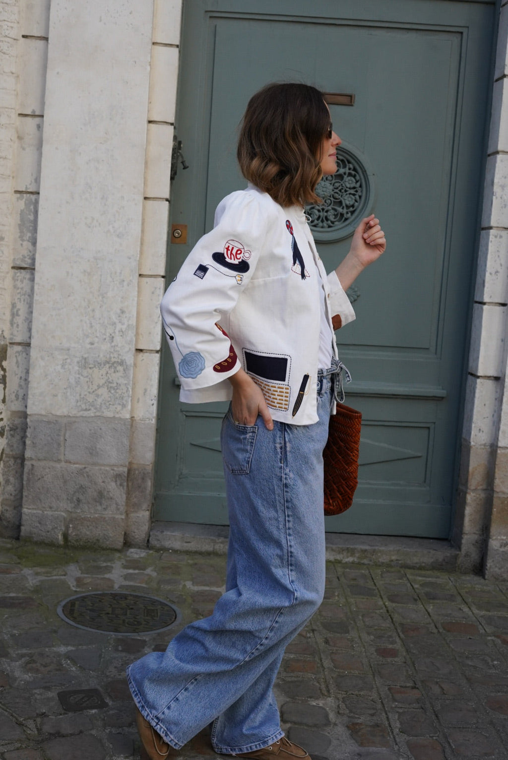 White Anouck Jacket with Circus Embroidery