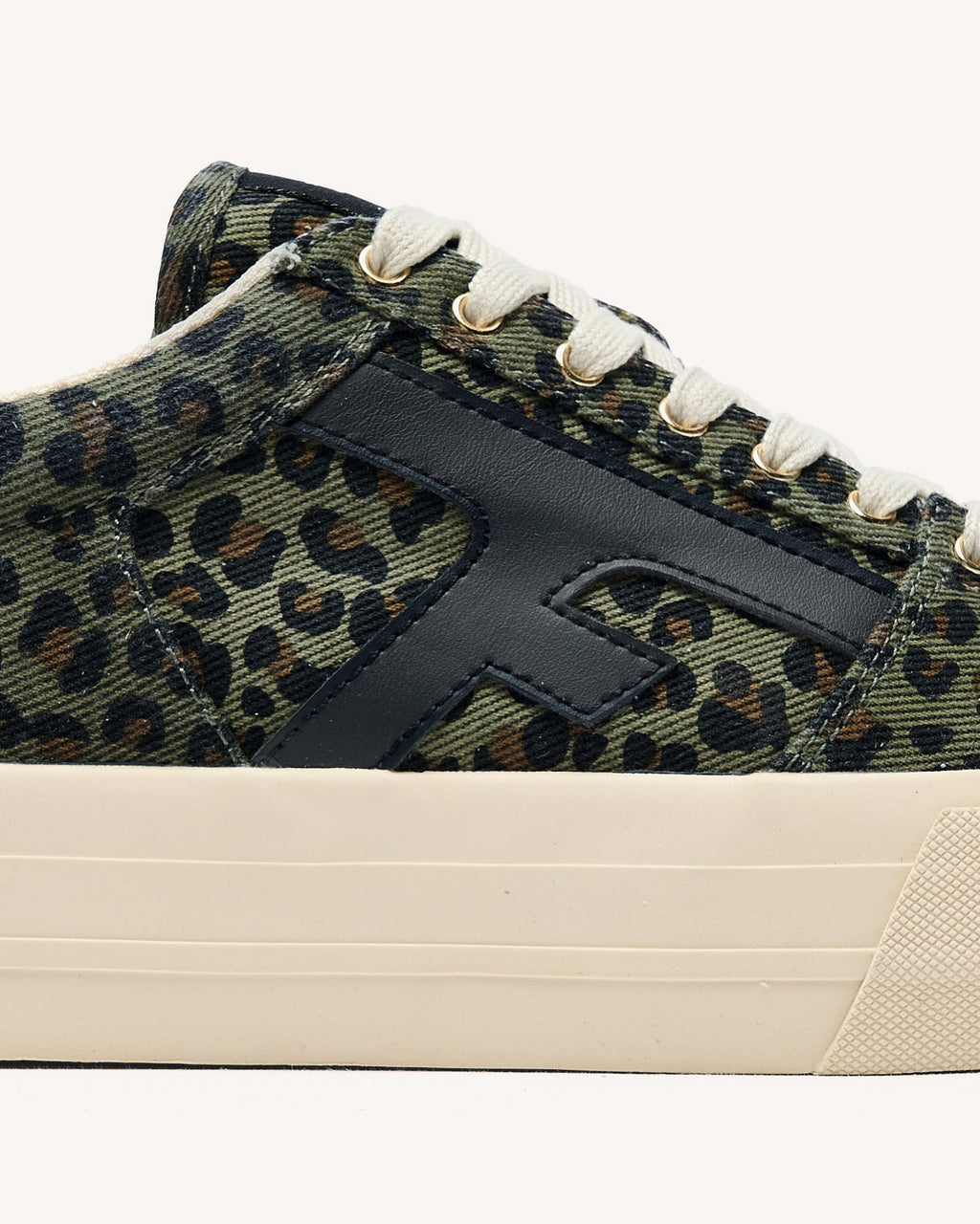 Dark Khaki Leopard-Print Trainers