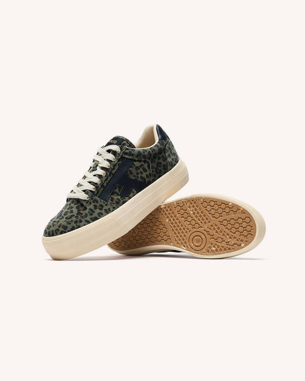 Dark Khaki Leopard-Print Trainers