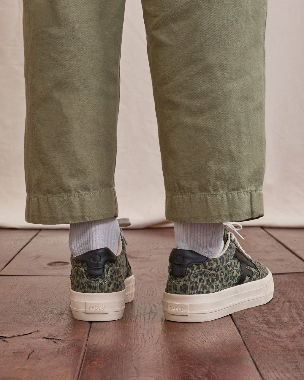 Dark Khaki Leopard-Print Trainers