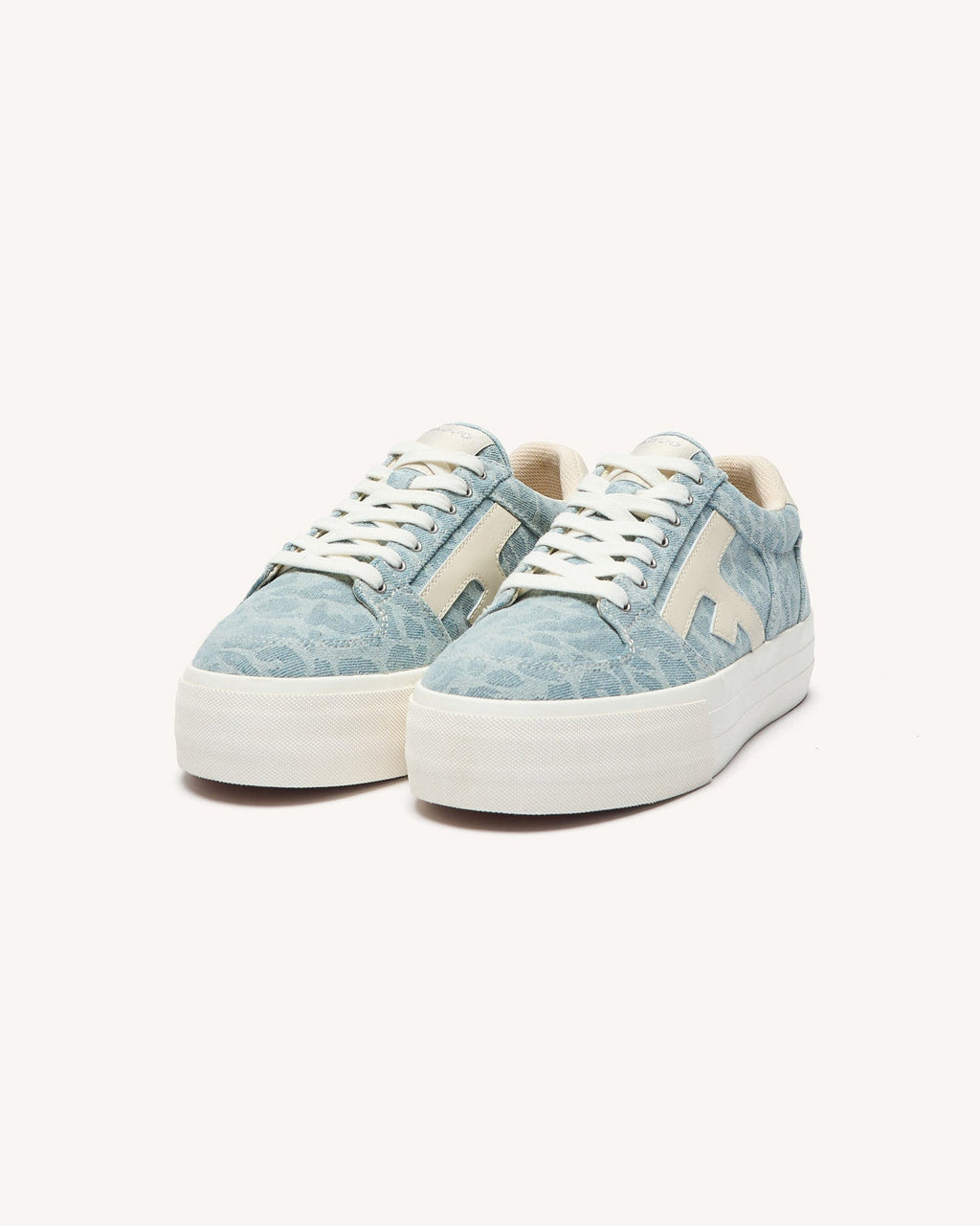 Baskets Léopard Bleu Et Crème