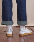 Zapatillas de piel y ante blancas