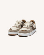 Zapatillas de cuero leopardo y crudo