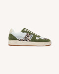 Zapatillas de leopardo y caqui de cuero