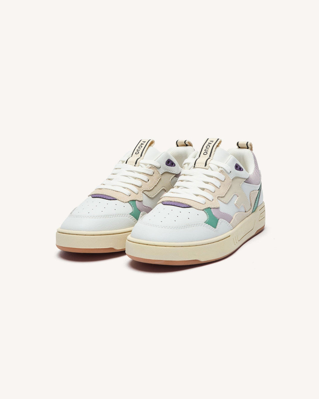 Baskets Blanc Et Violet Cuir