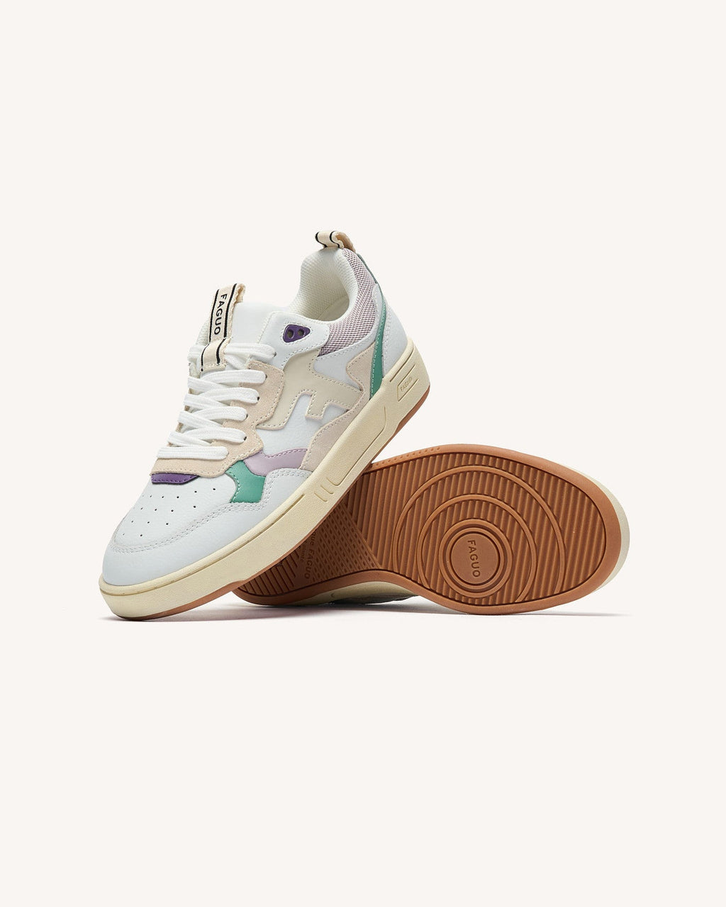 Baskets Blanc Et Violet Cuir