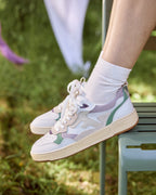 Baskets Blanc Et Violet Cuir