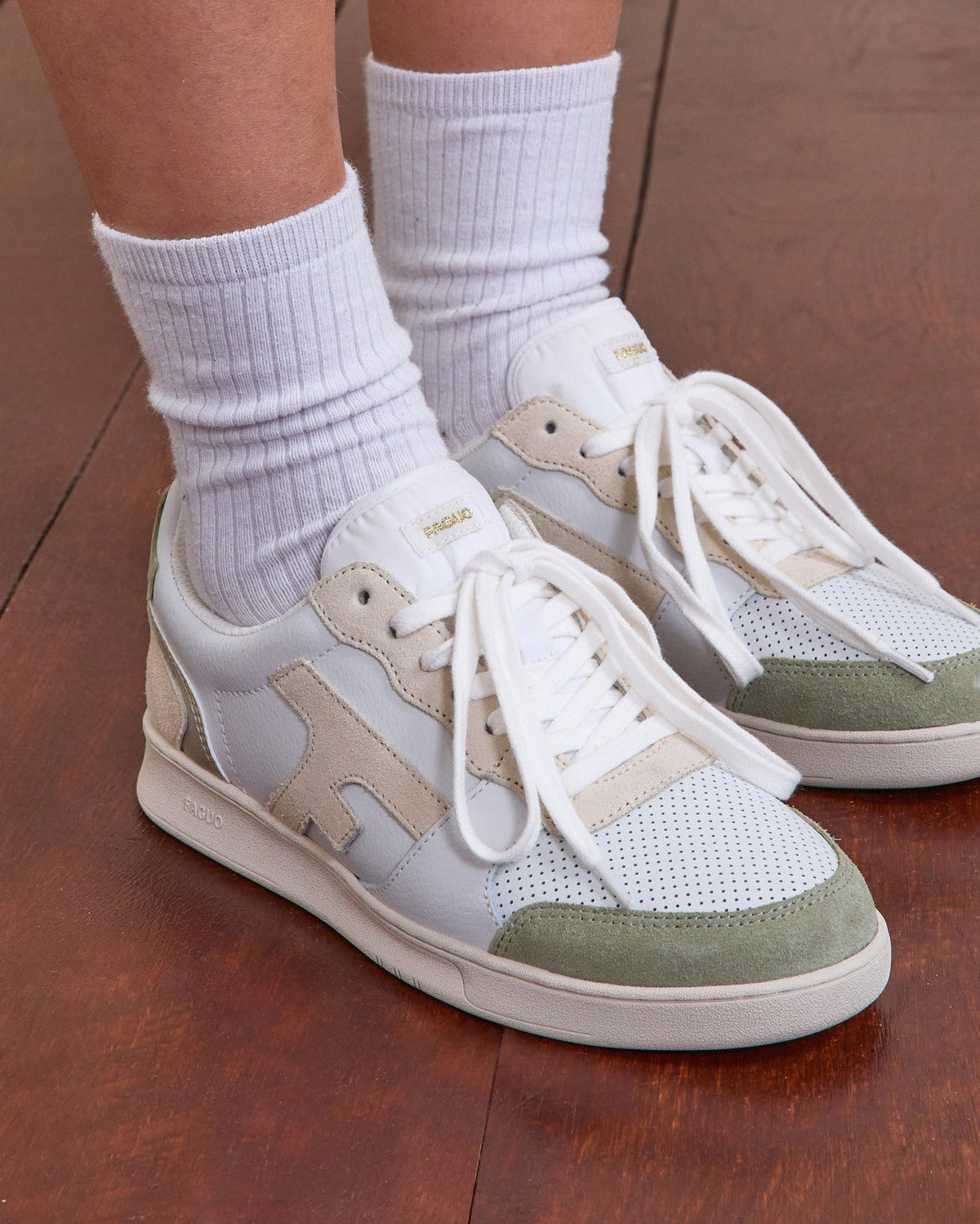 Baskets Blanc Et Bleu Océan Cuir