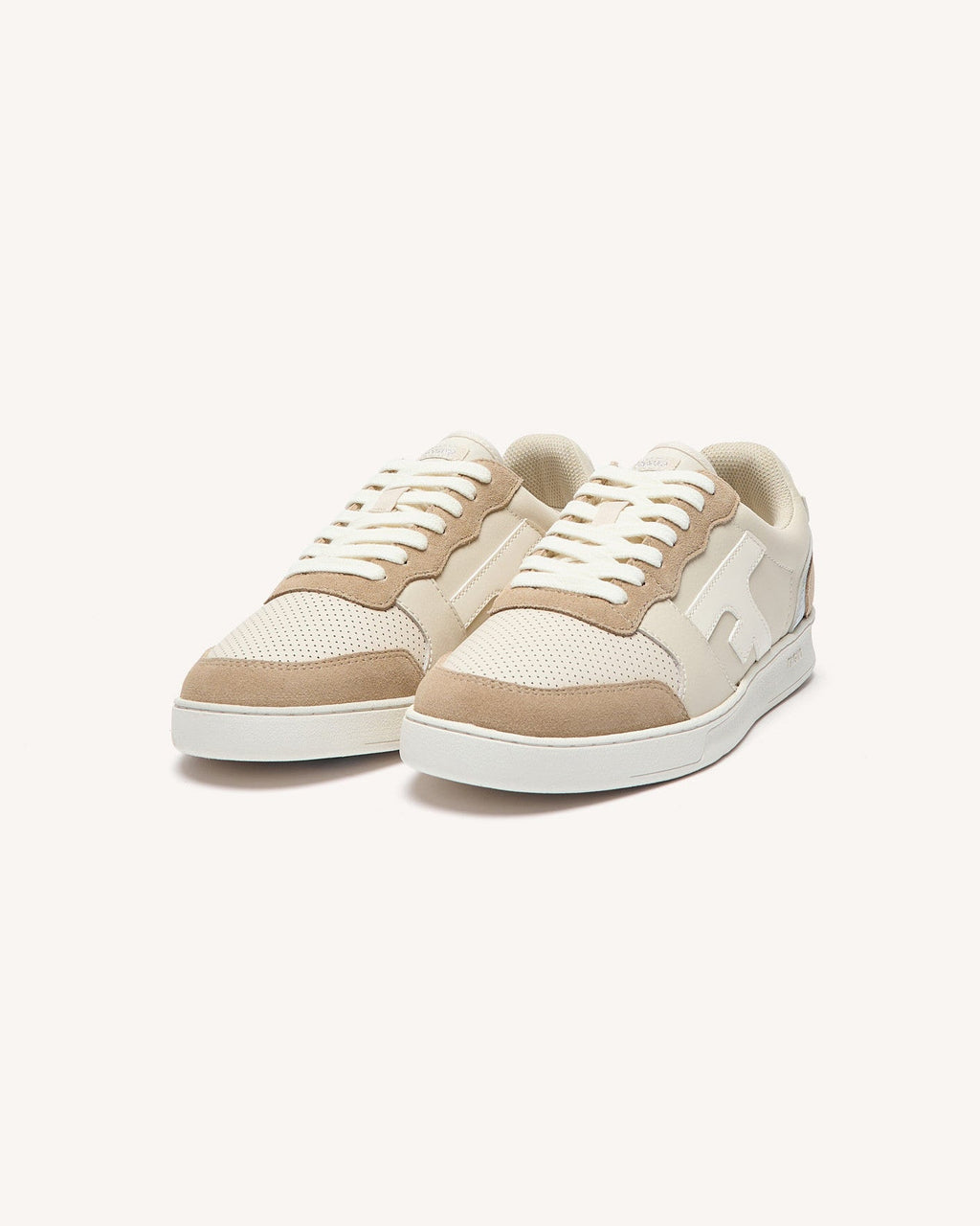 Sneaker color crema e argento in pelle