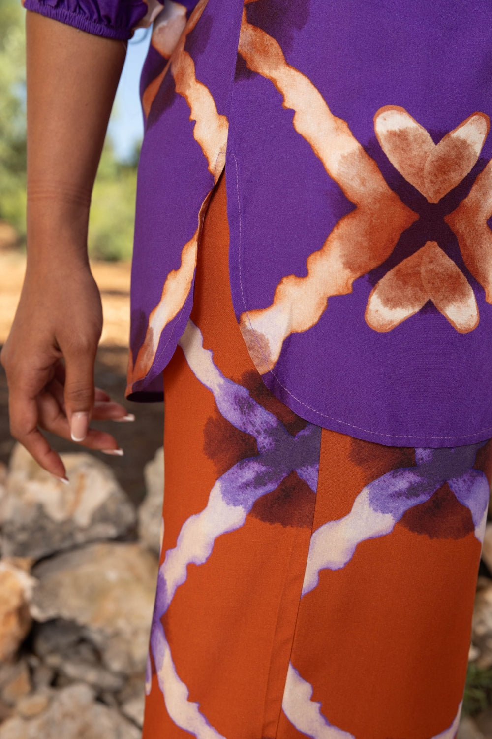 La Blouse Giana Geo Tie And Dye Mauve