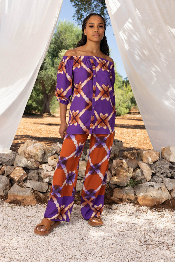 The Tracy Geo Tie And Dye Mauve Pants