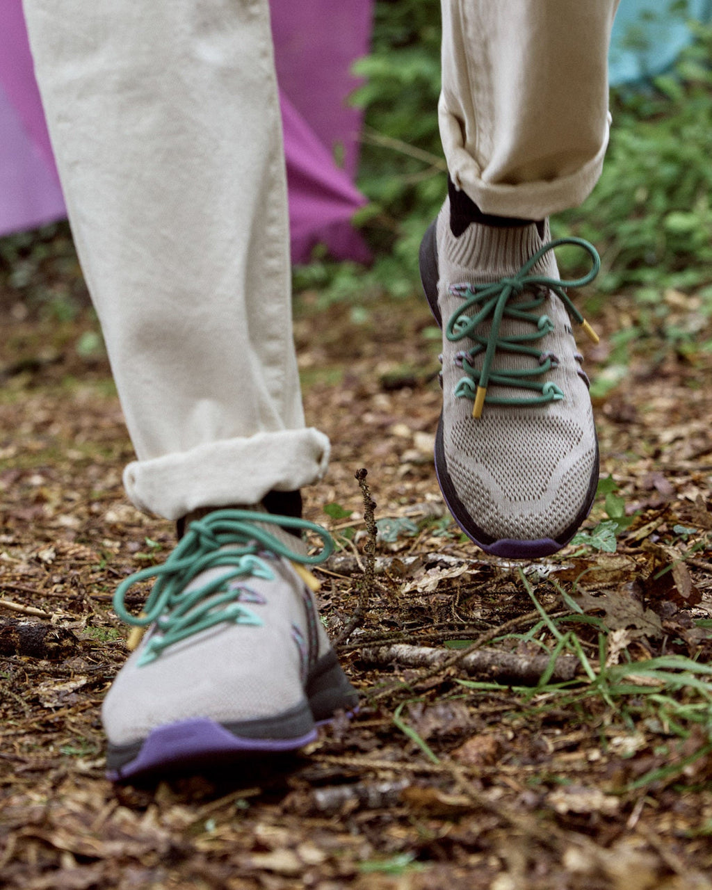 Sneakers beige in tencel