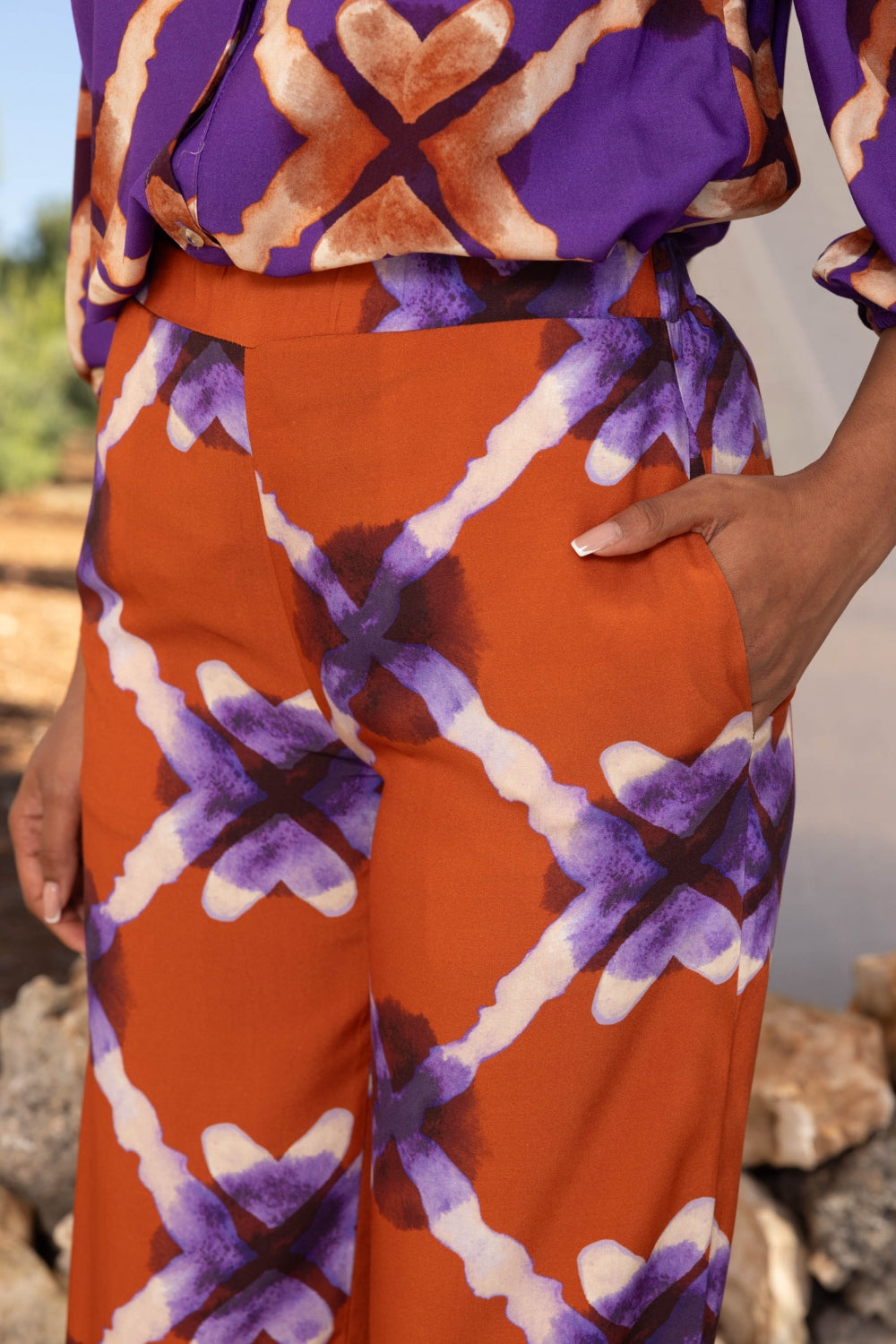 Le Pantalon Tracy Geo Tie And Dye Mauve