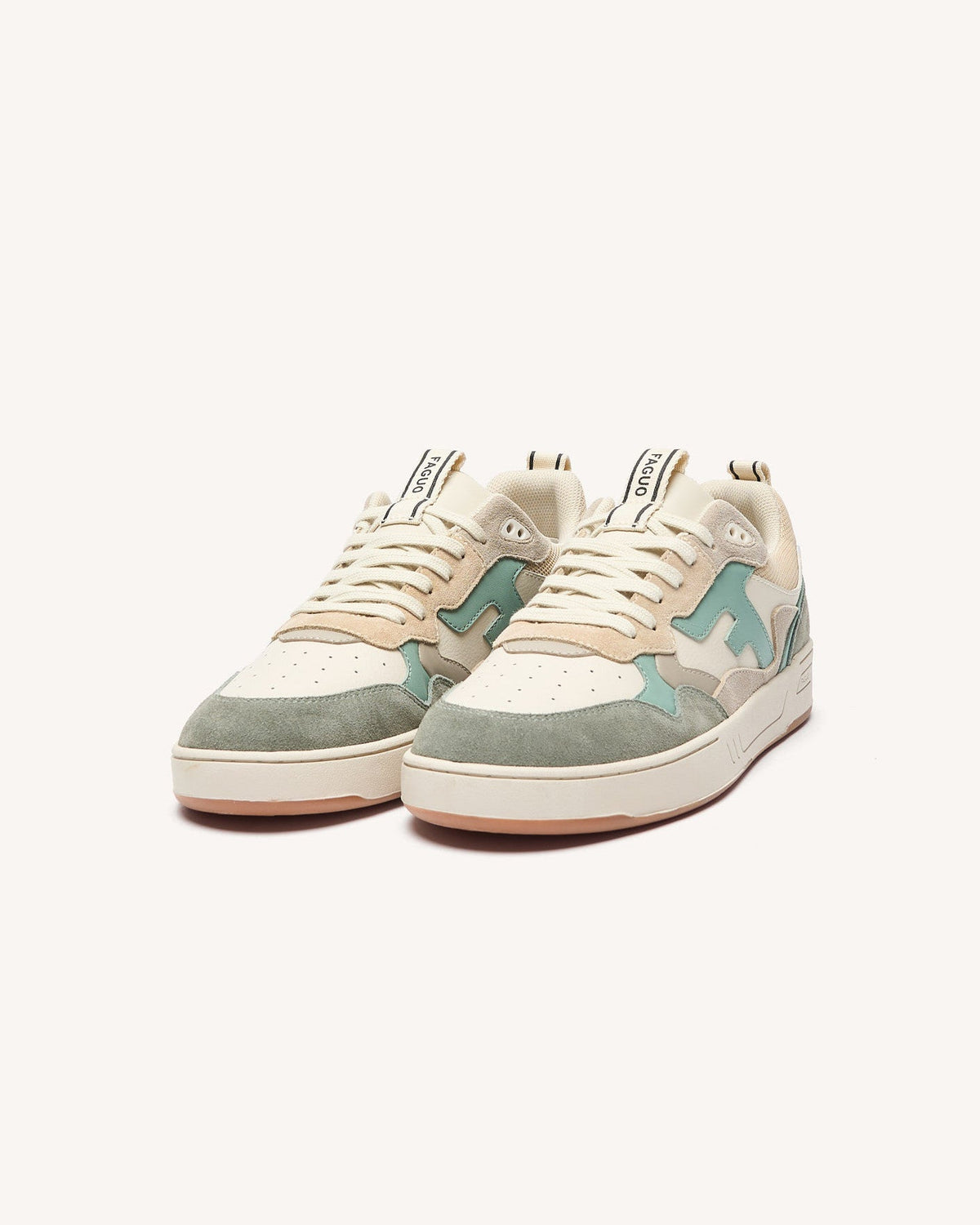 Zapatillas Beige Y Azul De Cuero