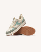 Zapatillas Beige Y Azul De Cuero