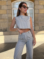 Top de rayas marineras azul