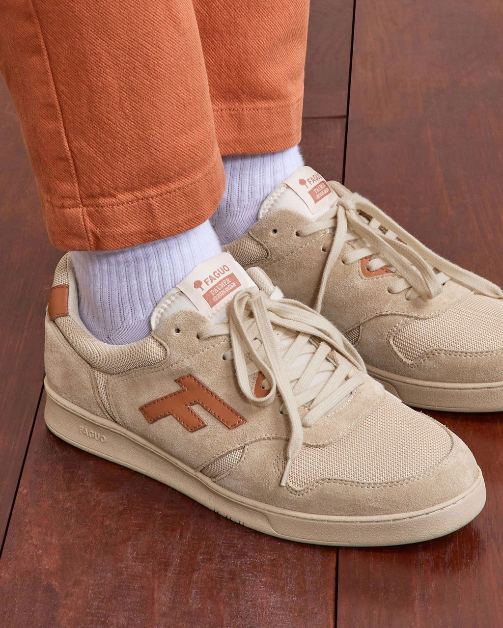 Baskets Beige Et Rouille