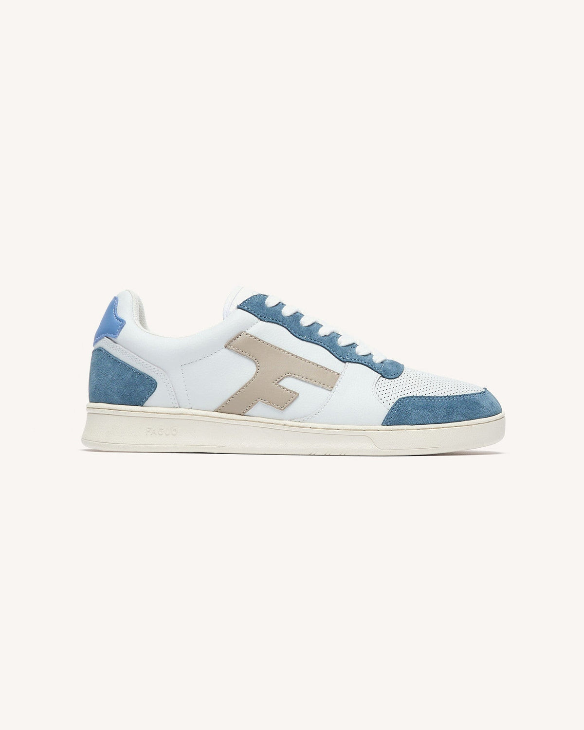 Baskets Blanc Et Bleu Cuir