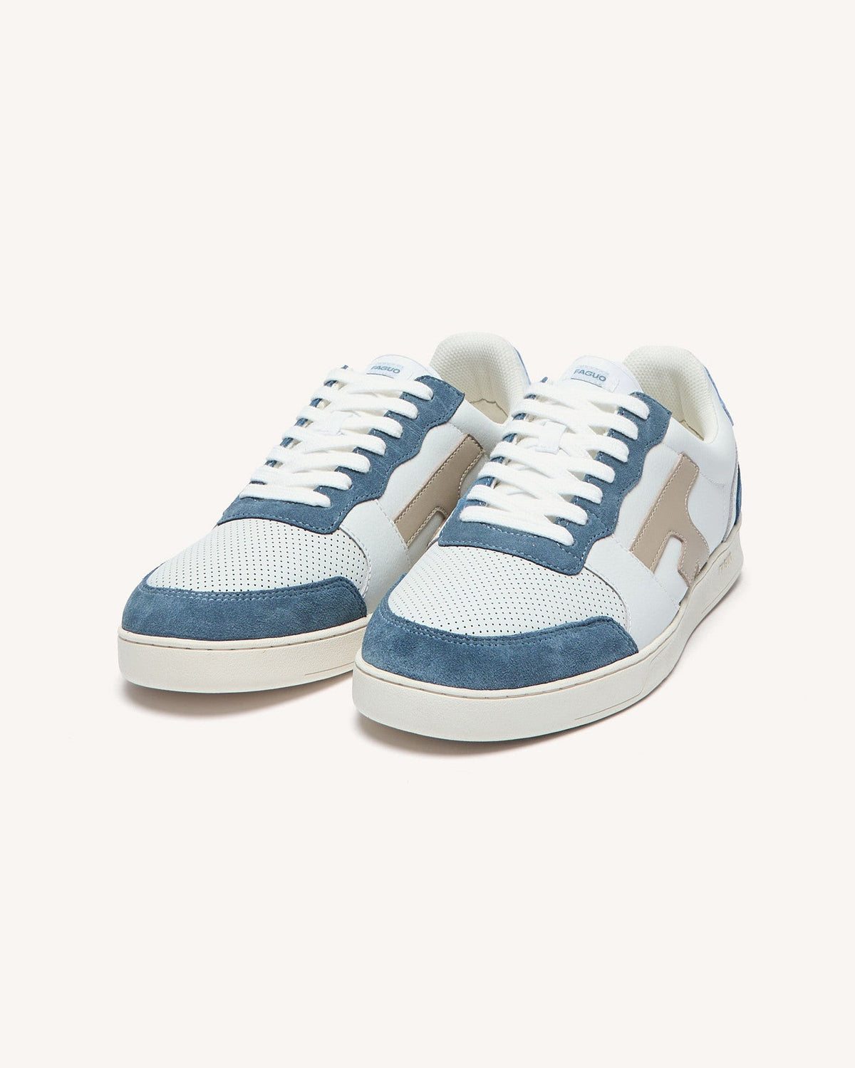 Baskets Blanc Et Bleu Cuir